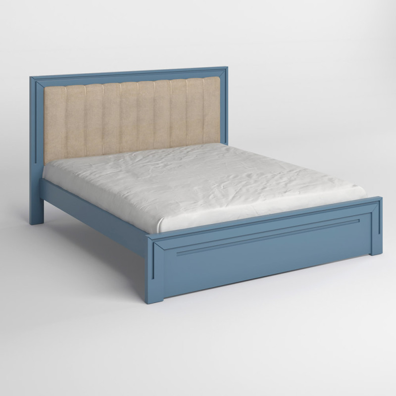Двоспальне дерев'яне ліжко Mebigrand Торонто Люкс Т1 (підйомний механізм) Сіро-синій (S7010R90B)/Аляска 23 (бежевий) 180х190 см (MBG-19452)