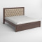Двоспальне дерев'яне ліжко Mebigrand Торонто Люкс Т3 (підйомний механізм) Горіх темний/Аляска 23 (бежевий) 140х190 см (MBG-19017)