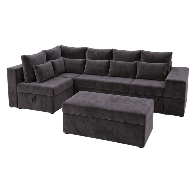 Кутовий ортопедичний диван Мекко Chester II 3400х1800 + пуф 1340х680 Bonel Standart Hard Plus II категорія Allure Premium Dark Grey (MEK-161698)