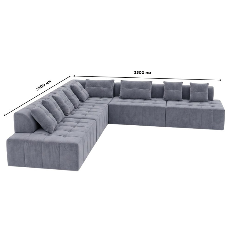 Кутовий диван Мекко Paradise 3500*3500 Perfect II категорія Allure Premium Cool Grey (MEK-161508)