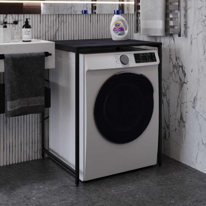 Стелаж-полиця Бафрум 401 Ferrum-decor для пральної машини 90x70,5x60,5 Чорний метал ДСП Каштан Арвадонна 16 мм (FRD-107575)