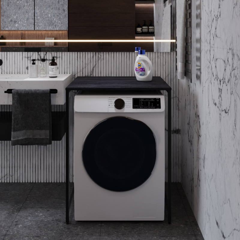 Стелаж-полиця Бафрум 401 Ferrum-decor для пральної машини 90x70,5x60,5 Чорний метал ДСП Каштан Арвадонна 16 мм (FRD-107575)