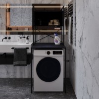 Стеллаж полка Бафрум 403 Ferrum-decor для стиральной машины 178x70,5x60,5 Черный металл ДСП Каштан Арвадонна 16 мм (FRD-107595)