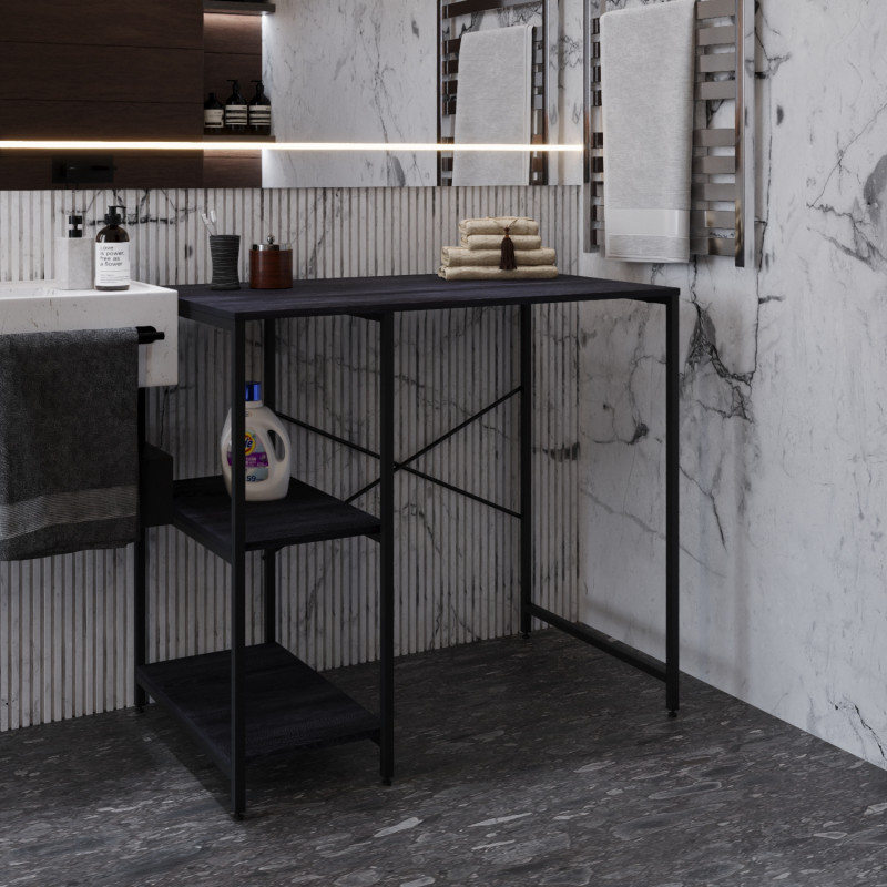 Стелаж-полиця Бафрум 405 Ferrum-decor для пральної машини 90x101x60,5 Чорний метал ДСП Каштан Арвадонна 16 мм (FRD-107615)