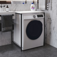 Стеллаж полка Бафрум 401 Ferrum-decor для стиральной машины 90x70,5x60,5 Черный металл ДСП Белый 16 мм (FRD-107355)