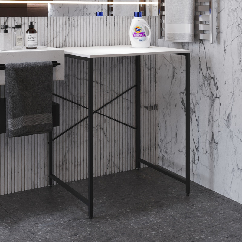 Стелаж-полиця Бафрум 401 Ferrum-decor для пральної машини 90x70,5x60,5 Чорний метал ДСП Білий 16 мм (FRD-107355)