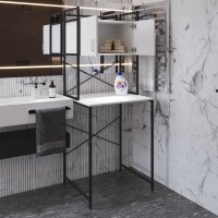 Стелаж-полиця Бафрум 404 Ferrum-decor для пральної машини 178x70,5x60,5 Чорний метал ДСП Білий 16 мм (FRD-107385)