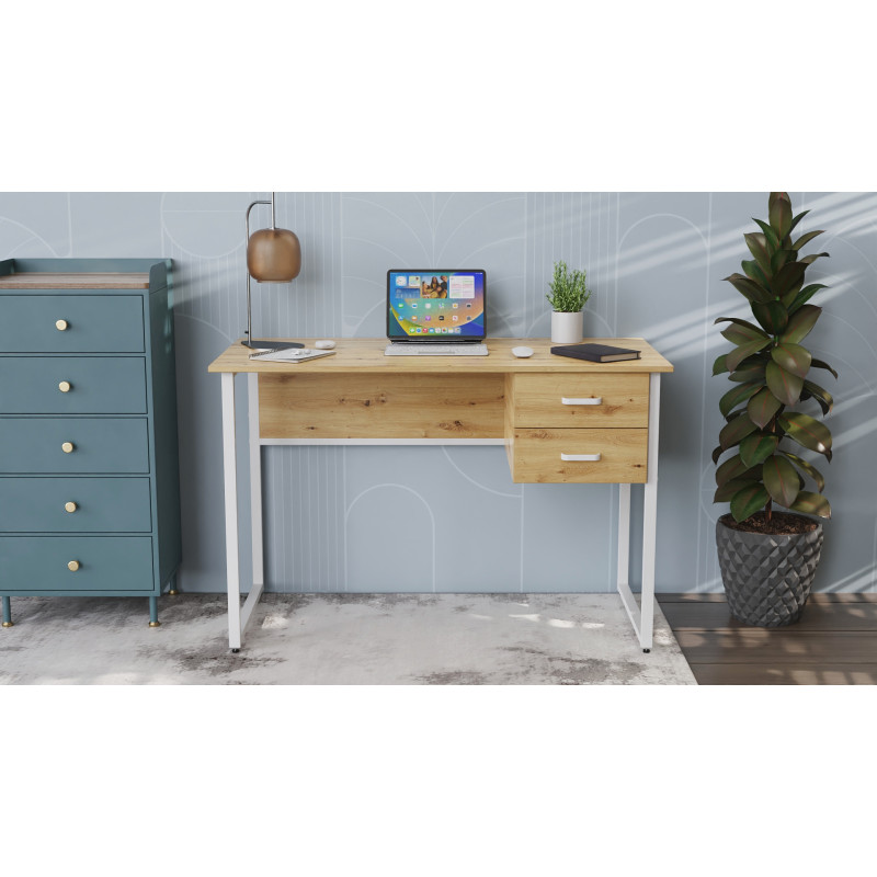 Комп'ютерний стіл Ferrum-decor Дакота 75x140x60 білий ДСП Дуб Артизан 32 мм (FRD-107275)