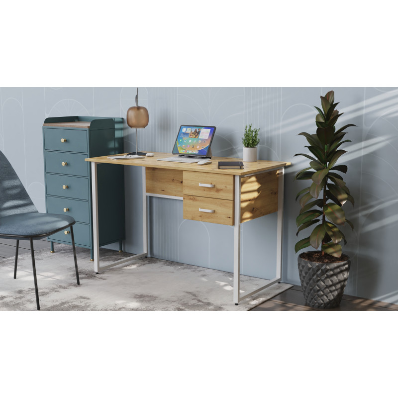 Комп'ютерний стіл Ferrum-decor Дакота 75x140x60 білий ДСП Дуб Артизан 32 мм (FRD-107275)