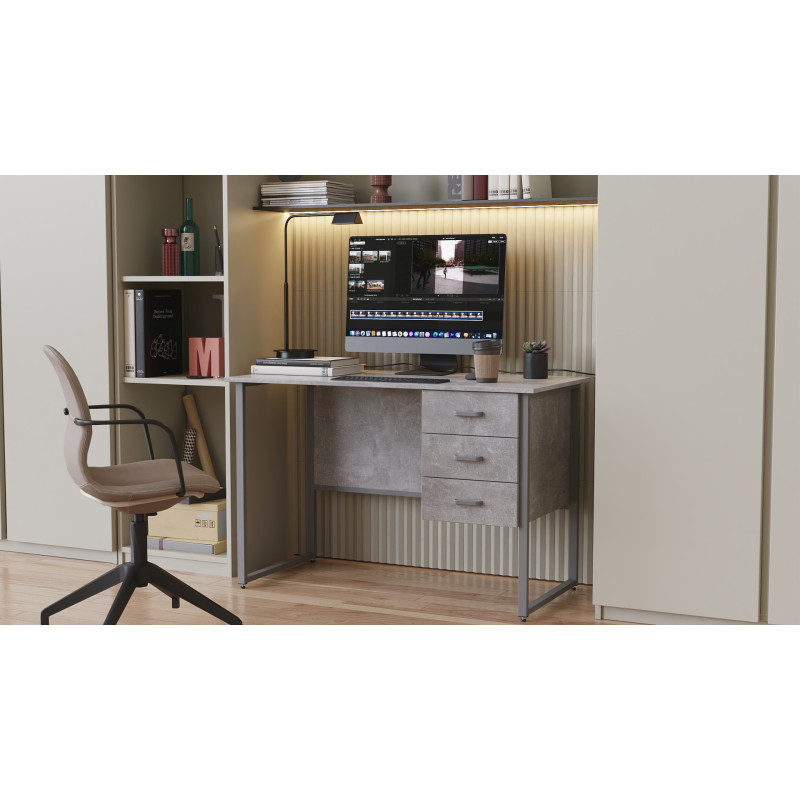 Комп'ютерний стіл Ferrum-decor Гаррі 75x140x70 сірий ДСП Бетон 16 мм (FRD-107305)