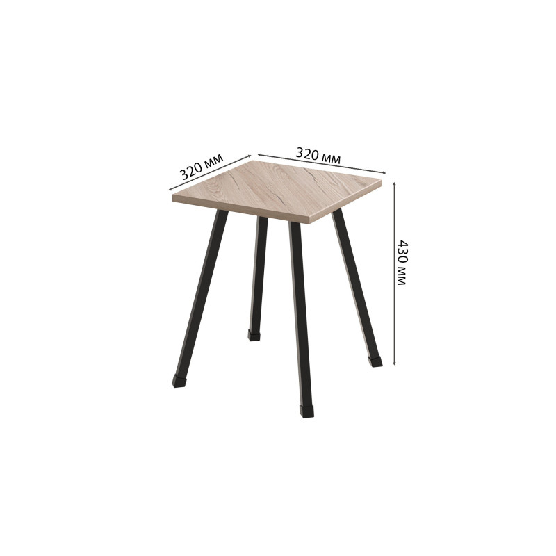 Табурет Ferrum-decor 430x320x320 Чорний метал ДСП Дуб Сан-Марино 16 мм (FRD-106915)