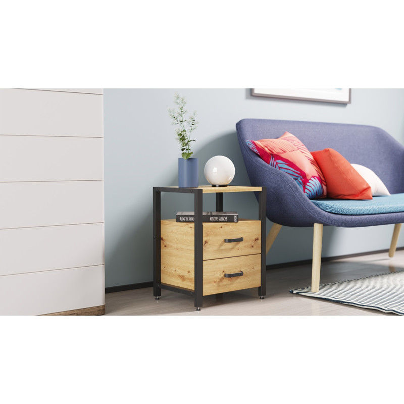 Тумба універсальна Ferrum-decor Вів'єн 2/2 50x41x40 чорний ДСП Дуб Артизан 16 мм (FRD-106865)