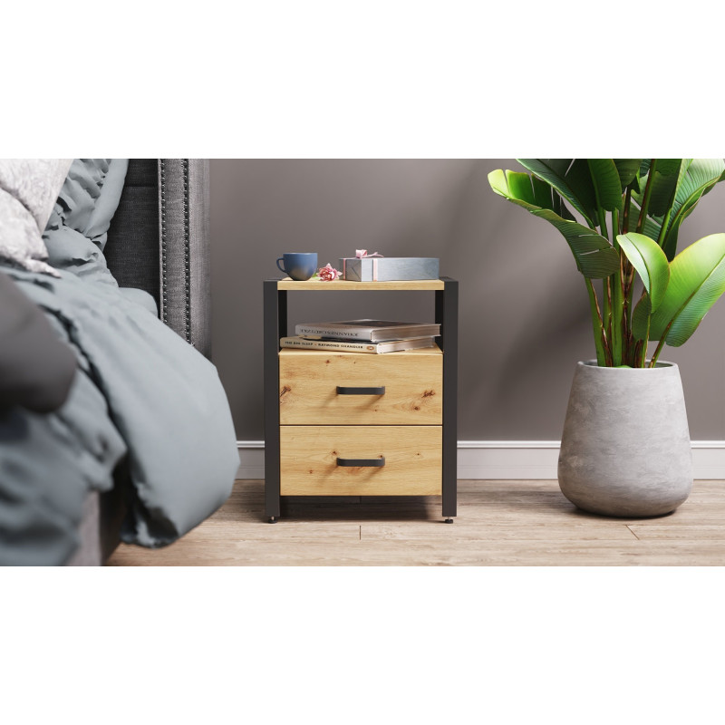 Тумба універсальна Ferrum-decor Вів'єн 2/2 50x41x40 чорний ДСП Дуб Артизан 16 мм (FRD-106865)