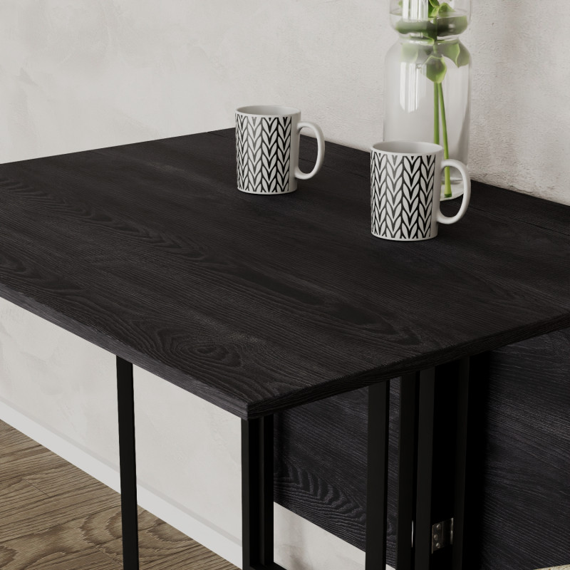 Розкладний стіл-трансформер книжка Моріс 3 Ferrum-decor 75x130x90 Чорний метал ДСП Каштан Арвадонна 16 мм (FRD-107505)