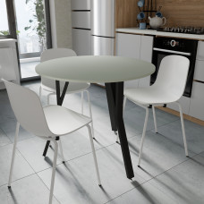 Круглий стіл MARSI 3 870-3 Ferrum-decor 750x870x870 Чорний метал ДСП Кашемір 16 мм (FRD-107515)