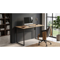 Стол письменный Майк Ferrum-decor 75x100x60 Черный металл ДСП Дуб Евок Прибрежный 16 мм (FRD-108225)