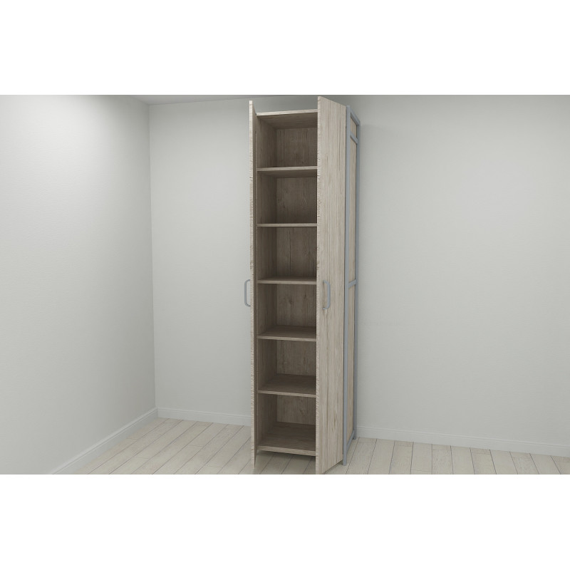 Шафа Гардероб Уні секція 7 серії Конект Ferrum-decor 220x60x50 см Сірий метал ДСП Дуб Сан-Марино 16 мм (FRD-106905)