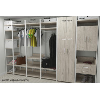 Шкаф Гардероб Уни секция 2 серии Конект Ferrum-decor 220x60x50см Белый металл ДСП Дуб Сан-Марино 32 мм (FRD-106895)