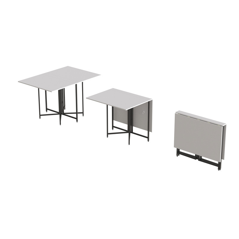Розкладний стіл-трансформер книжка Моріс 3 Ferrum-decor 75x130x90 Чорний метал ДСП Білий 16 мм (FRD-107415)