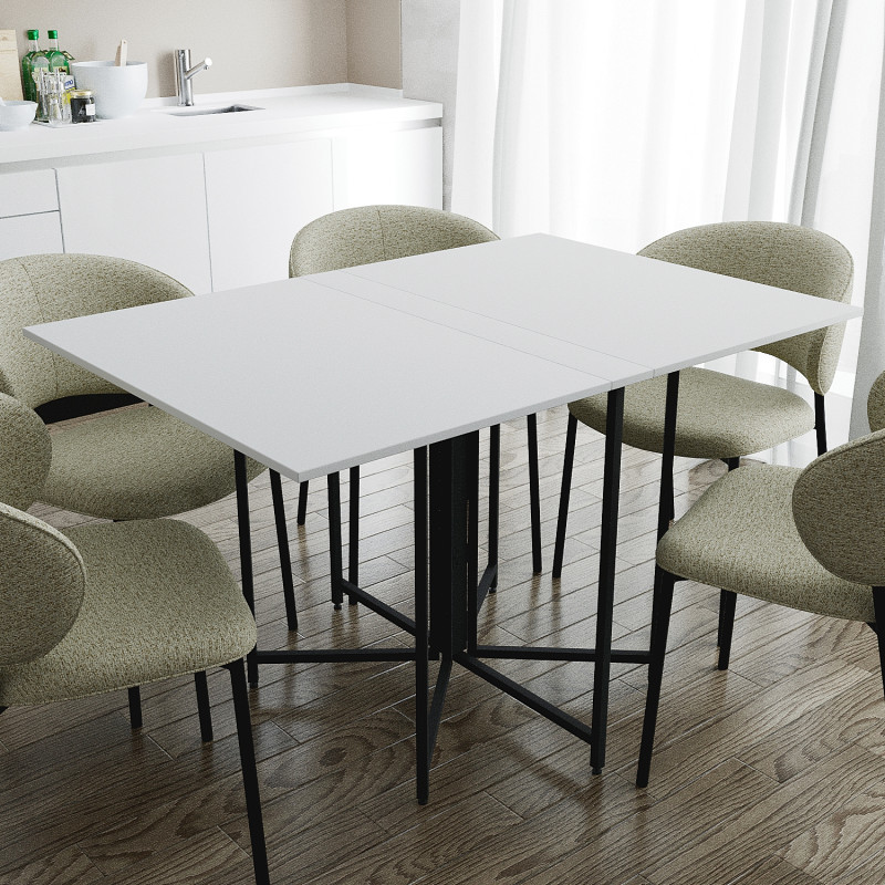 Розкладний стіл-трансформер книжка Моріс 3 Ferrum-decor 75x130x90 Чорний метал ДСП Білий 16 мм (FRD-107415)