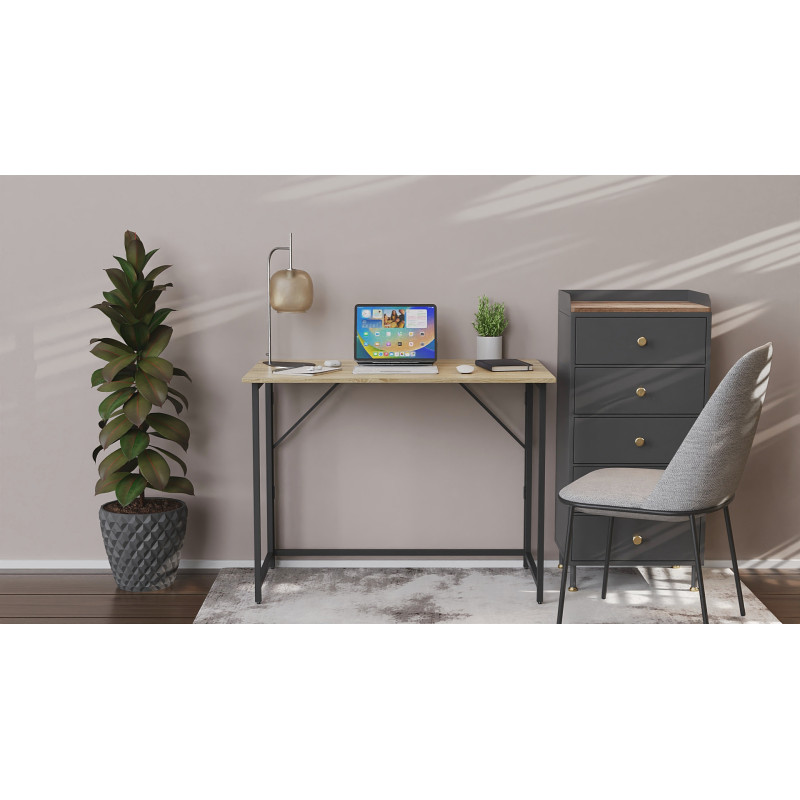 Стіл розкладний Морис 900 Ferrum-decor 750x900x500 Чорний метал ДСП Дуб Сонома 16 мм (FRD-107315)