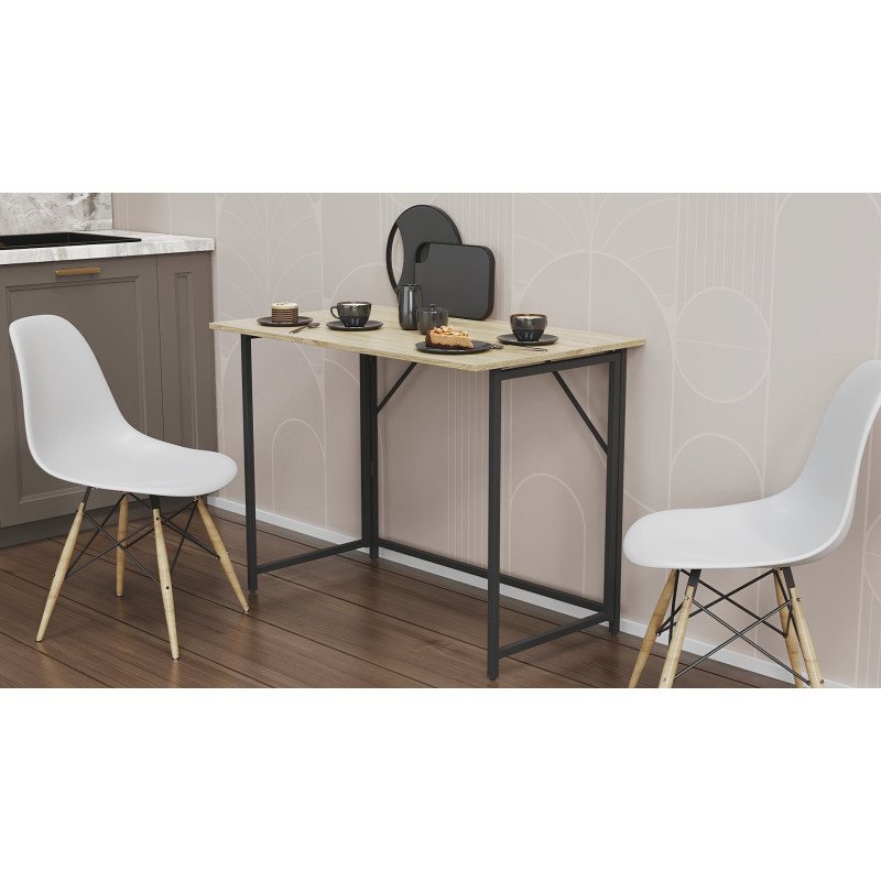 Стіл розкладний Морис 900 Ferrum-decor 750x900x500 Чорний метал ДСП Дуб Сонома 16 мм (FRD-107315)
