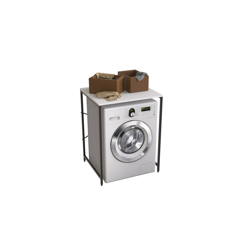 Стелаж-полиця Бафрум 401 Ferrum-decor для пральної машини 90x70,5x60,5 Чорний метал ДСП Білий 16 мм (FRD-107355)