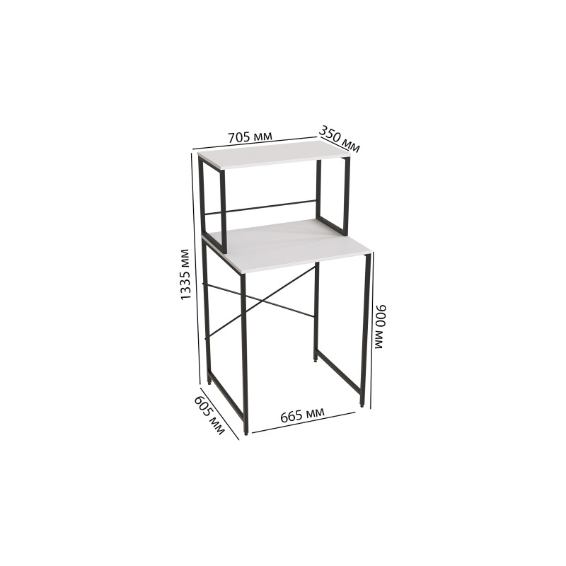 Стелаж-полиця Бафрум 402 Ferrum-decor для пральної машини 133,5x70,5x60,5 Чорний метал ДСП Білий 16 мм (FRD-107365)