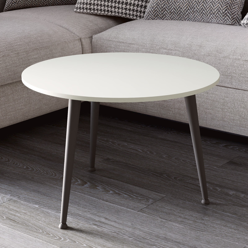 Журнальний круглий стіл OPTIMA 1 ніжки конусні Ferrum-decor 450x670x670 Чорний метал ДСП Кашемір 16 мм (FRD-107535)
