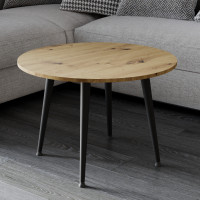 Журнальний круглий стіл OPTIMA 2 ніжки конусні Ferrum-decor 450x670x670 Чорний метал ДСП Дуб Артизан 16 мм (FRD-107475)