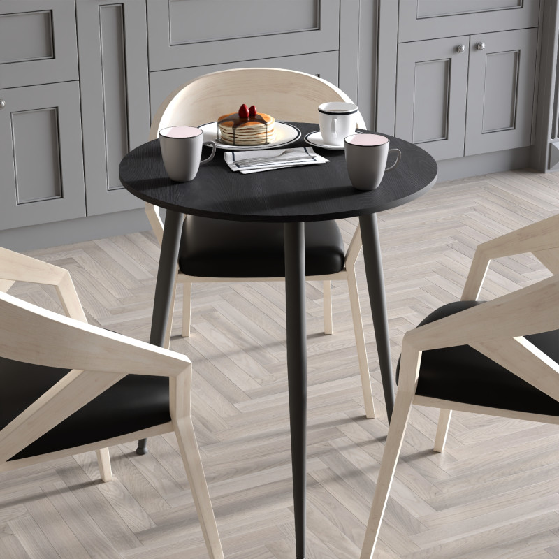 Круглий стіл OPTIMA 3 ніжки конусні Ferrum-decor 750x670x670 Чорний метал ДСП Дуб Каштан Арвадонна 16 мм (FRD-107555)