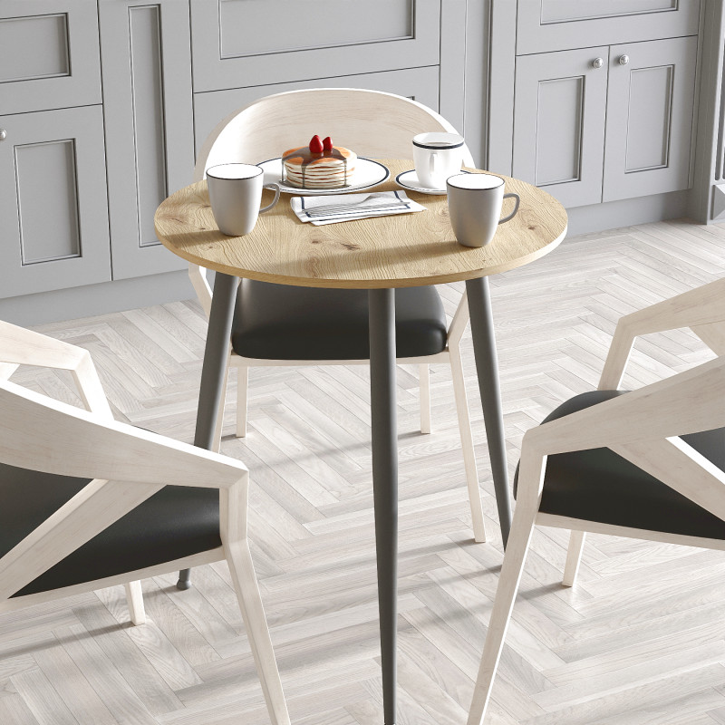 Круглий стіл OPTIMA 3 ніжки конусні Ferrum-decor 750x670x670 Чорний метал ДСП Дуб Артизан 16 мм (FRD-107445)