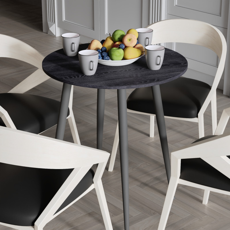 Круглий стіл OPTIMA 4 ніжки конусні Ferrum-decor 750x670x670 Чорний метал ДСП Каштан Арвадонна 16 мм (FRD-107565)