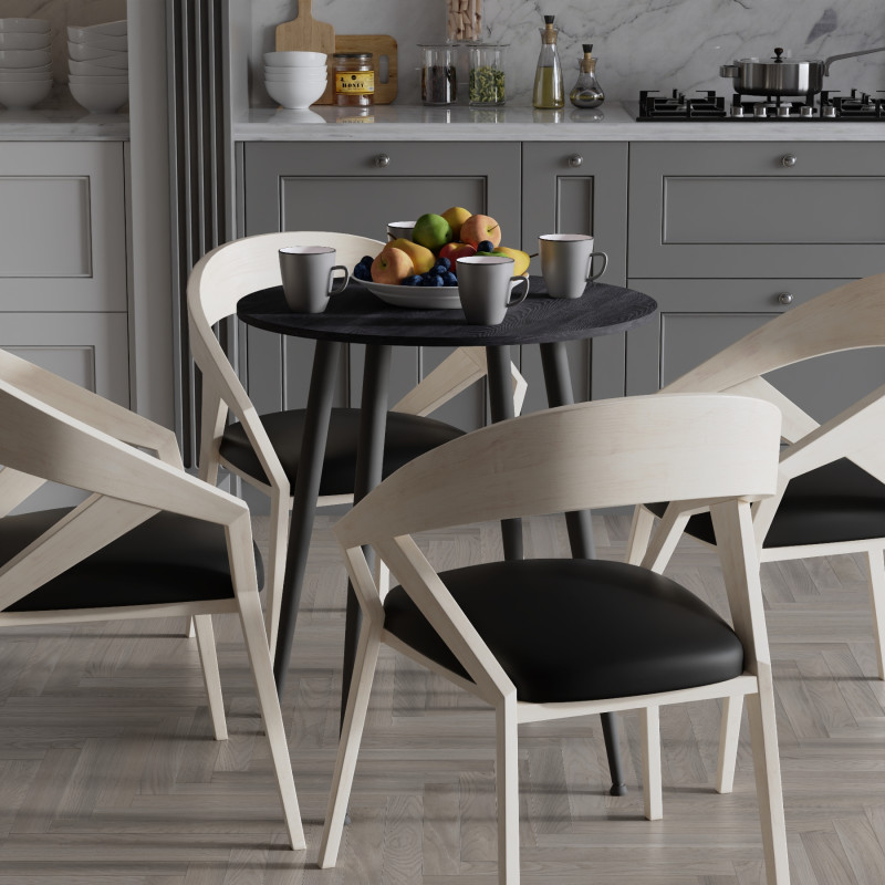 Круглий стіл OPTIMA 4 ніжки конусні Ferrum-decor 750x670x670 Чорний метал ДСП Каштан Арвадонна 16 мм (FRD-107565)