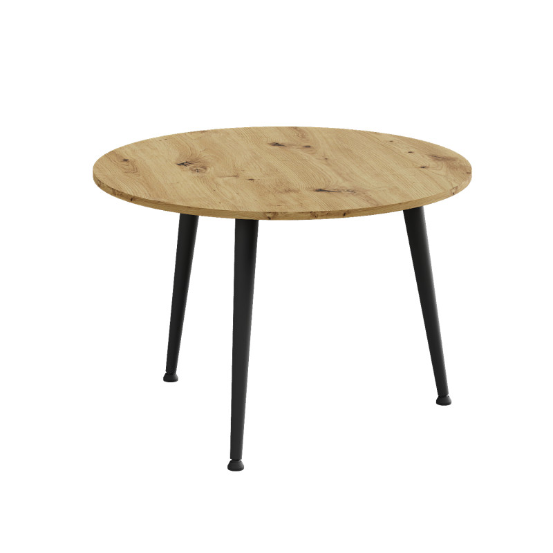 Журнальний круглий стіл OPTIMA 1 ніжки конусні Ferrum-decor 450x670x670 Чорний метал ДСП Дуб Артизан 16 мм (FRD-107465)