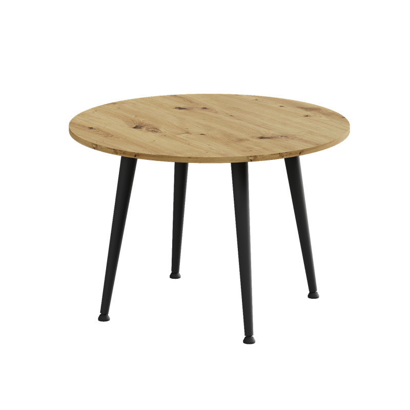 Журнальний круглий стіл OPTIMA 2 ніжки конусні Ferrum-decor 450x670x670 Чорний метал ДСП Дуб Артизан 16 мм (FRD-107475)