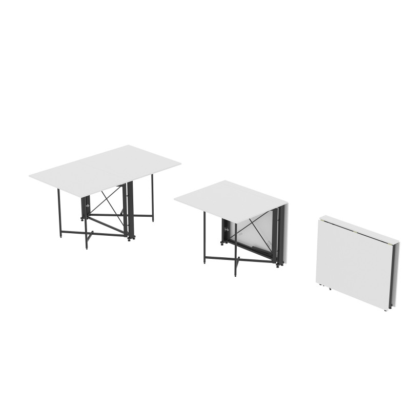 Обідній стіл трансформер книжка Оріон Pro Ferrum-decor 75x152x90 Чорний метал ДСП Білий 16 мм (FRD-107405)