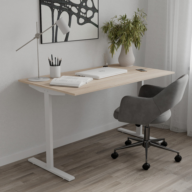 Стіл письмовий Space Ferrum-decor 750x1400x700 Білий метал ДСП Дуб Сонома 16 мм (FRD-108005)