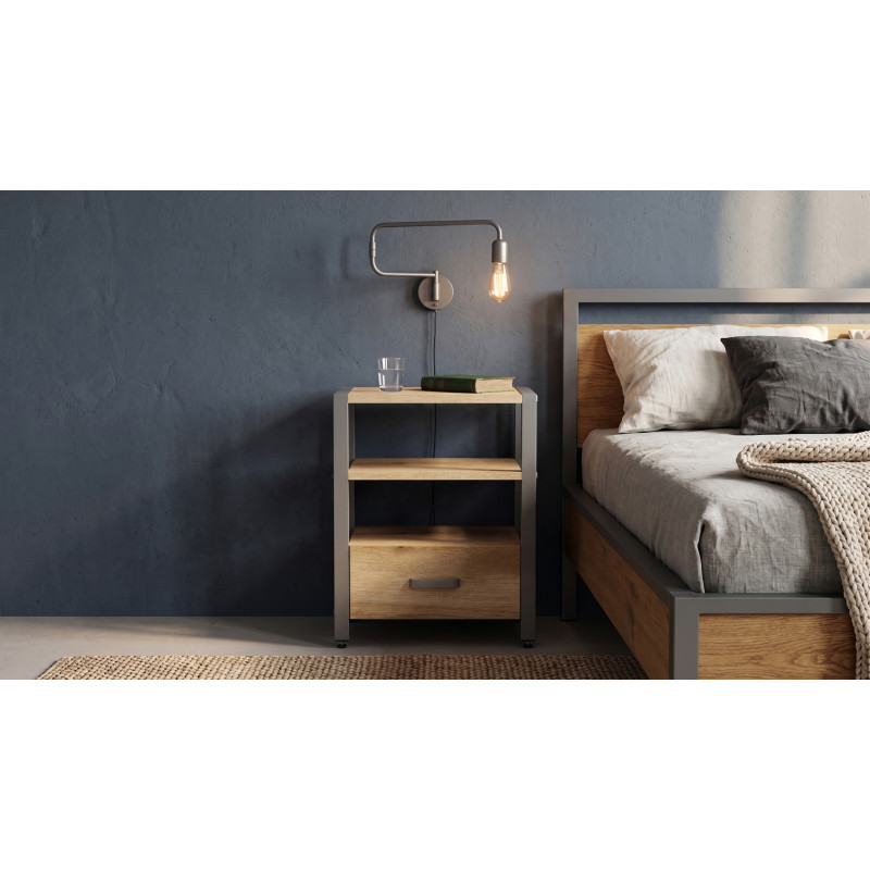 Тумба універсальна Ferrum-decor Вів'єн 1/1 50x41x40 сірий ДСП Дуб Евок Прибережний 16 мм (FRD-107815)