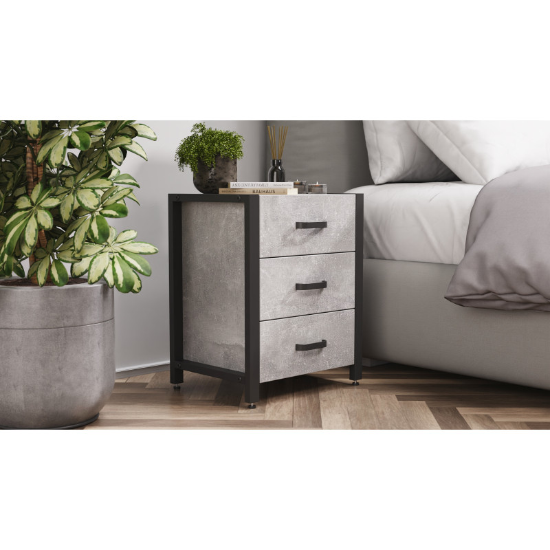 Тумба універсальна Ferrum-decor Вів'єн 3 50x41x40 чорний ДСП Бетон 16 мм (FRD-106935)