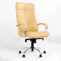 Крісло офісне поворотне Новий Стиль ORION STEEL CHROME (COMFORT) ECO-01 (Бежевий) (NWS-126562)