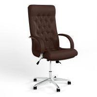 Крісло офісне поворотне Новий Стиль FIDEL STEEL CHROME TILT AL68 P LE-K (Каштан) (NWS-125944)