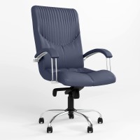 Крісло офісне поворотне Новий Стиль GERMES STEEL CHROME LB (COMFORT) ECO-22 (Синій) (NWS-126087)