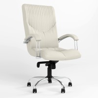 Крісло офісне поворотне Новий Стиль GERMES STEEL CHROME LB (COMFORT) ECO-50 (Білий) (NWS-126097)
