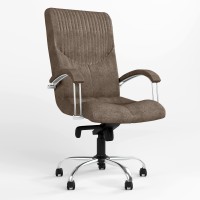 Крісло офісне поворотне Новий Стиль GERMES STEEL CHROME LB (COMFORT) P Micro-B (Коричневий) (NWS-126027)