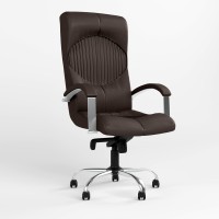 Крісло офісне поворотне Новий Стиль GERMES STEEL CHROME (COMFORT) ECO-31 (Темно-коричневий) (NWS-126057)