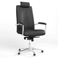 Крісло офісне поворотне Новий Стиль GRAND HR STEEL CHROME MPD AL68 ECO-30 (Чорний) (NWS-126227)