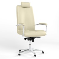 Крісло офісне поворотне Новий Стиль GRAND HR STEEL CHROME MPD AL68 ECO-07 (Світло-бежевий) (NWS-126217)