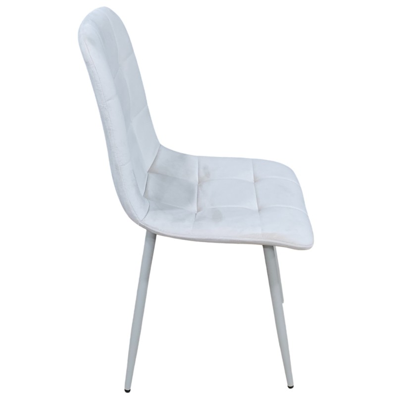Стілець PM-003 Perfect Home Sic Velluto 2 Бежевий з білими ніжками (PFH-092131)