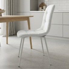 Стілець PM-003 Perfect Home Sic Velluto 2 Бежевий з білими ніжками (PFH-092131)